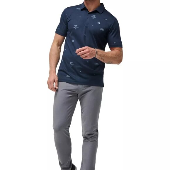 NWT Travis Mathew Beach Creature Golf Polo Shirt Total Eclipse Blue Size Small - Picture 7 of 10